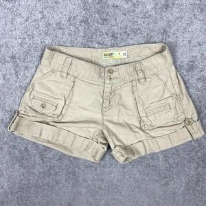 Old Navy Shorts Women 4 Beige Linen Blend Safari Hiking Ultra Low Waist